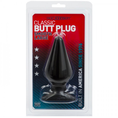 Classic Butt Plug Large Noir 6 pouces