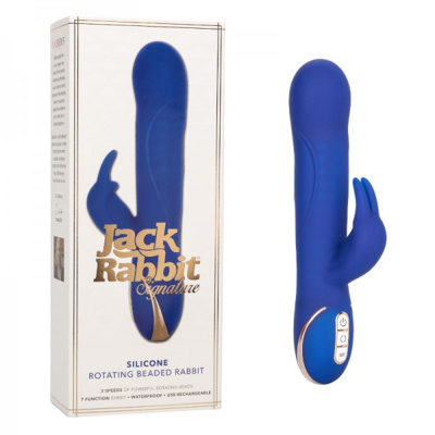 Jack Rabbit - Silicone Rotating Beaded Rabbit - Blue