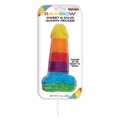 Hott Products - Jumbo Gummy Pecker - Sweet & Sour Rainbow