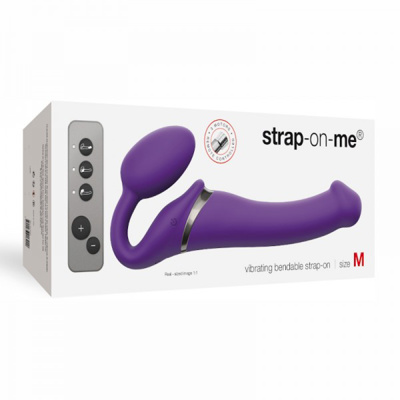 Strap-on-me - Vibrating Semi-Realistic Bendable Strap-On - Medium - Purple