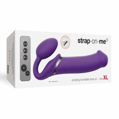 Strap-on-me - Vibrating Semi-Realistic Bendable Strap-On - X-Large - Purple