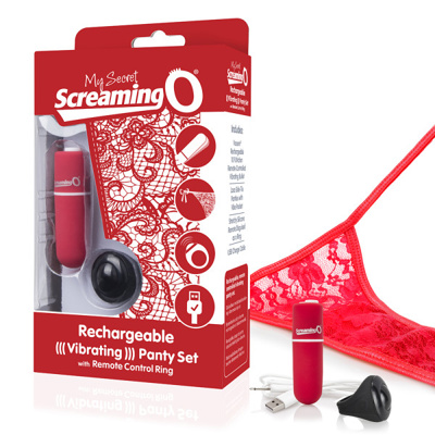 Screaming O - Rechargeable Vibrating Panty Set - Red