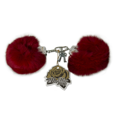 Miss Morgane Gold - Real Fur Handcuffs - Red