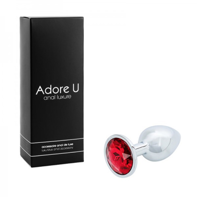 Anal Luxure - Silver Butt Plug - Red - Small