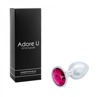 Anal Luxure - Silver Butt Plug - Pink - Small