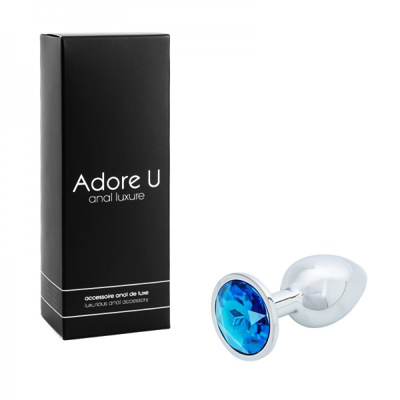 Anal Luxure - Silver Butt Plug - Blue - Small