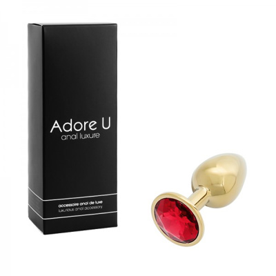 Anal Luxure - Gold Butt Plug - Red - Small