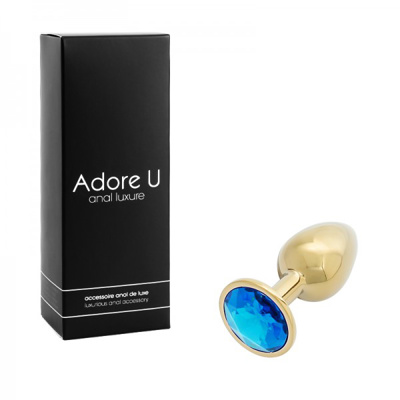 Anal Luxure - Gold Butt Plug - Blue - Small