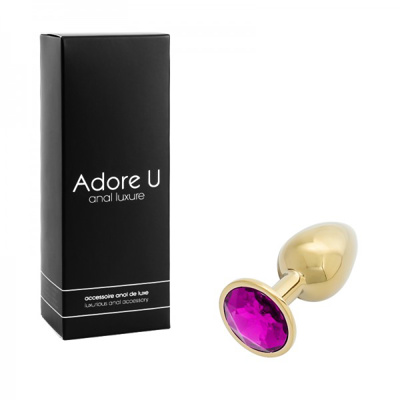 Anal Luxure - Gold Butt Plug - Purple - Small