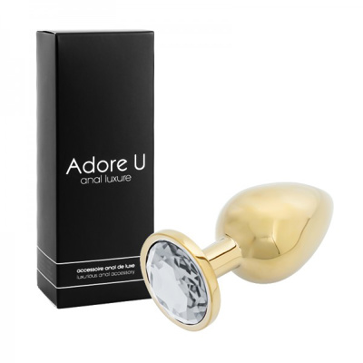 Anal Luxure - Gold Butt Plug - Clear - Large