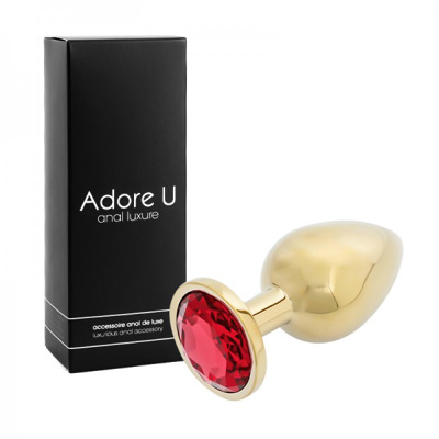 Anal Luxure - Gold Butt Plug - Red - Large