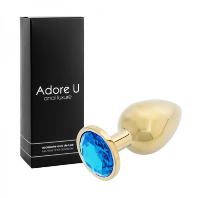 Anal Luxure - Gold Butt Plug - Blue - Large