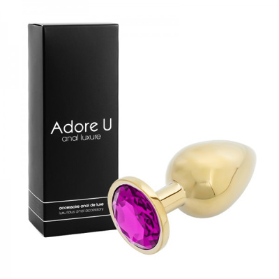 Anal Luxure - Gold Butt Plug - Purple - Large