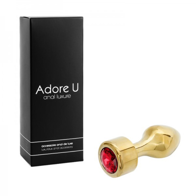 Anal Luxure - Gold Butt Plug - Red - Large *Final Sale*