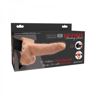 Fetish Fantasy - 6in Hollow Rechargeable Strap-On Remote - Flesh