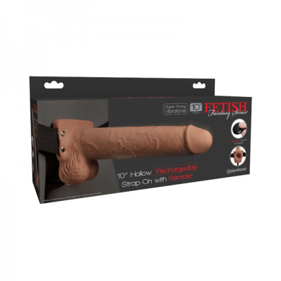 Fetish Fantasy - 10in Hollow Rechargeable Strap-On Remote - Tan