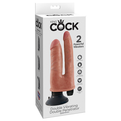 King Cock - Double Vibrating - Beige
