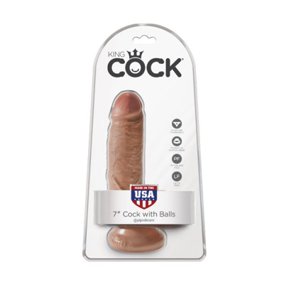 King Cock - 7 inches Cock With Balls - Tan
