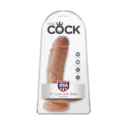 King Cock - 8 inches Cock With Balls - Tan
