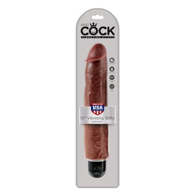 King Cock - 10 inches Vibrating Stiffy - Brown
