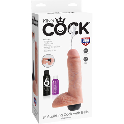 King Cock - 8 inches Squirting Cock with Balls - White