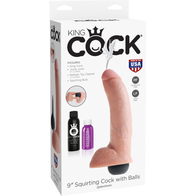 King Cock - 9 inches Squirting Cock with Balls - White