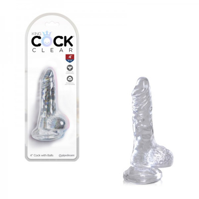 King Cock - 4 in Cock With Balls - Clear