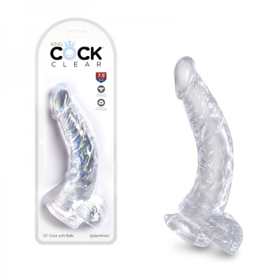 King Cock - 7.5 in Cock With Balls - Clear