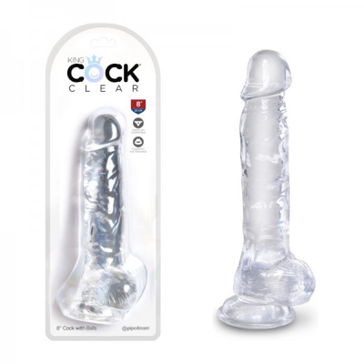 King Cock - 8 in Cock With Balls - Clear