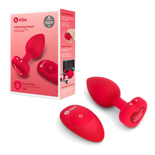 B-Vibe - Vibrating Heart Jewel Plug M/L - Rouge
